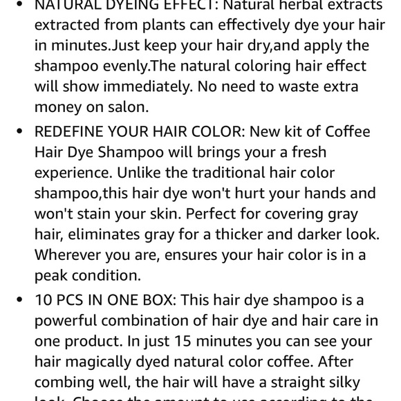 Hair dye shampoo, coffee, 10 packets, NWT - new with tags; OBO - Picture 4 of 6